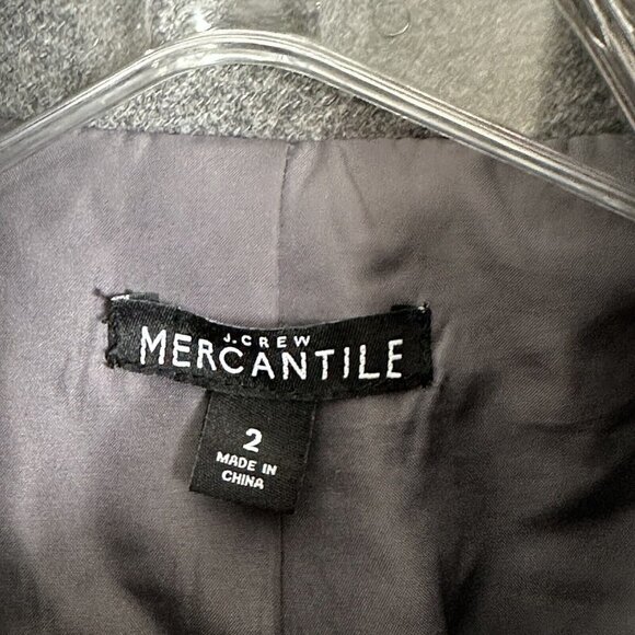 J Crew Mercantile Size 2 Gray City Coat Jacket Wool Blend Zip Pockets - Picture 5 of 8